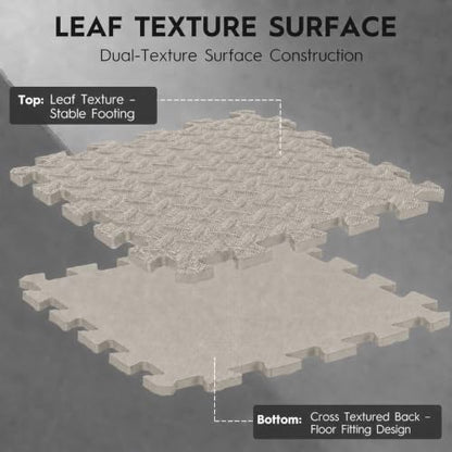 18 Pcs EVA Foam Floor Tiles, Puzzle Exercise Mat Set for Gym - color: Honey Sand