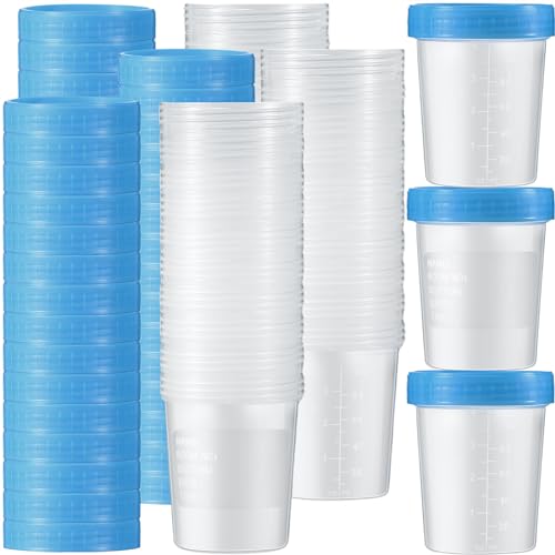 200 Pcs Disposable Specimen Cup Urine Pee Cups for Testing 4oz Specimen Container with Leak Proof Screw on Lids for Safe Urinalysis Pee Stool Sample Collection Analysis (Blue) - color: Blue