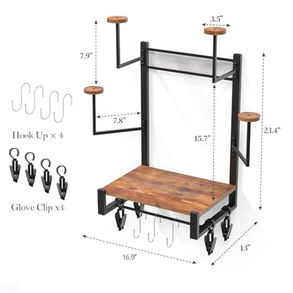 TheElves Motorcycle Helmet Wall Mount Rack with 4 Holders