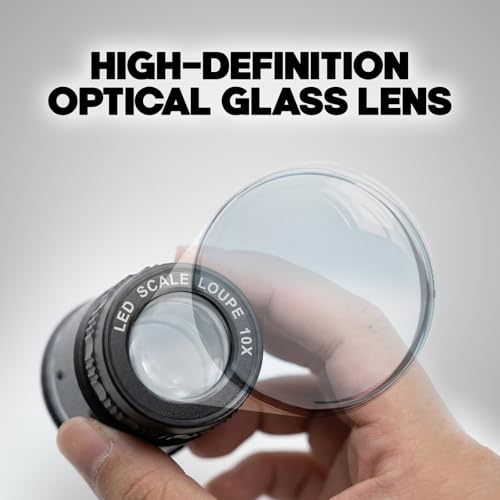 10X Jewelry Loupe with 5 LED & 5 UV Lights, Rechargeable Handheld Magnifier, Adjustable Focus K9 Optical Glass Lens for Coins, Stamps, Diamonds, and Professional Precision Inspection