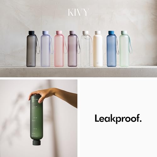 KIVY Slim Water Bottle 32oz Tritan - Lightweight & Shatterproof - BPA-Free - color: 05 Navy Blue, size: 32 Ounces