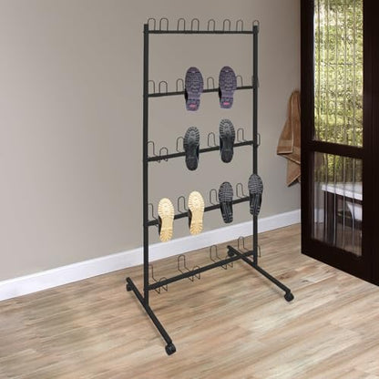 TFCFL Boxing Gloves Drying Rack, Boxing Glove Storage Stand with Universal Wheels,5-Tier Metal Boxing Gloves to Dry Out,Holds 20 Pair of Gloves - color: Black