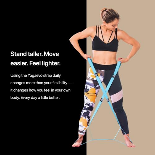 YogaEVO Elastic Stretching Strap with Loops for Physical Therapy - color: Blue