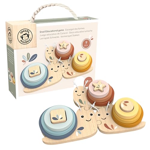 SPEEDY MONKEY Wooden Snail Stacking Game | Ring Sorting Learning Toy - color: Snail Educational Game