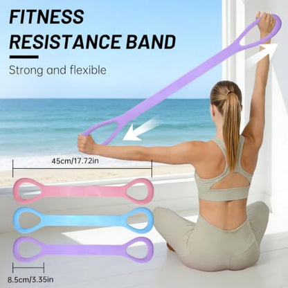 Figure 8 Exercise Bands,8 Shaped Resistance Band,Set of 3 Resistance Bands