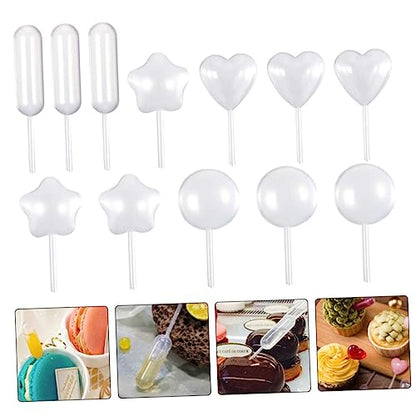 PRETYZOOM 200pcs Cupcake Pipettes for Transparent Dropper for Injecting Flavors into Desserts for Baking and Cooking Assorted Shapes Included