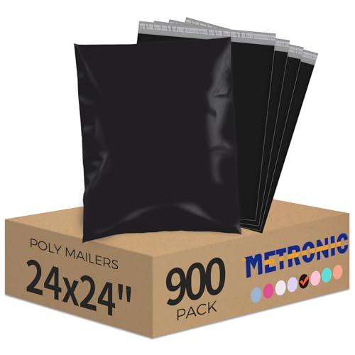 Metronic Poly Mailers 24x24 900 Pcs Black, Large Shipping Bags for Clothing Packaging Bags Strong Self Seal Adhesive Shipping Envelopes for Small Business Tear-resistant Mailing Bags Mailing Envelopes - color: Black, size: 24x24" 900PC