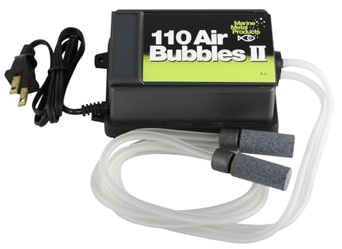 Marine Metal A-2 Air Bubbles Pump with Tubing & Air Stones for Live Bait (110 Volts), Black