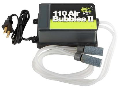 Marine Metal A-2 Air Bubbles Pump with Tubing & Air Stones for Live Bait (110 Volts), Black