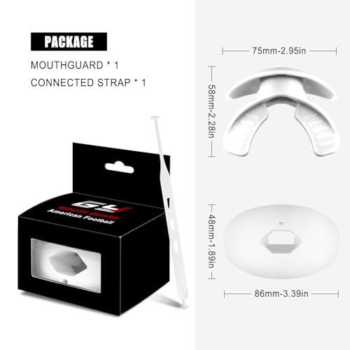 Gy Football Mouth Guard Football Mouthpiece, Mouthguard with Strap for Hockey/Lacrosse/Wrestling/Boxing/Basketball, Fits Adults/Youth/Kids 11+ (White) - color: White