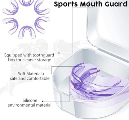 Youth Mouth Guard Football Sport Mouthguard, Premium Quality No Boiling Required，Suitable for Basketball, Wrestling, Taekwondo, Jujitsu and Karate - color: Purple