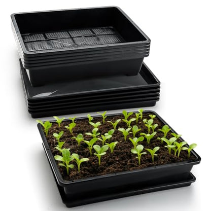 RooTrimmer 5 Pack Soil Blocking Trays(14"x12"x3"), Plastic Flat Plant Tray for Holding or Collecting Drainage Water, Elevated Microgreen Seed Starter Tray for Seed Germination (Black) - size: 14.76" L x 12.01" W x 3.27" H