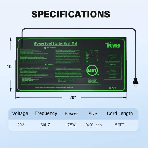iPower 2-Pack 10" x 20" and 48" x 20" Seedling Heat Mats for Plant Germination and Hydroponics