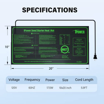 iPower 2-Pack 10" x 20" and 48" x 20" Seedling Heat Mats for Plant Germination and Hydroponics