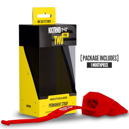 Nxtrnd Two Pro Football Mouth Guard, Permanent Strap, Fits Adult & Youth (Red) - color: Red Pro