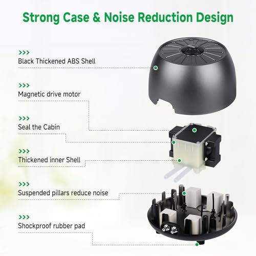 hygger Quiet Adjustable Aquarium Air Pump, 5W/8W Dual Output Fish Tank Air Pump, Energy-Saving Oxygen Aerator with Air Stone Bubbler for Fish Tank, Hydroponic