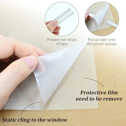 Window Privacy Film, Frosted Glass Static Cling Non-Adhesive Window Cover For Bathroom UV Sunlight Blocking Heat Control For Home Decorative Frosting Pure Matte White Size 17.5 x 78.74 Inches