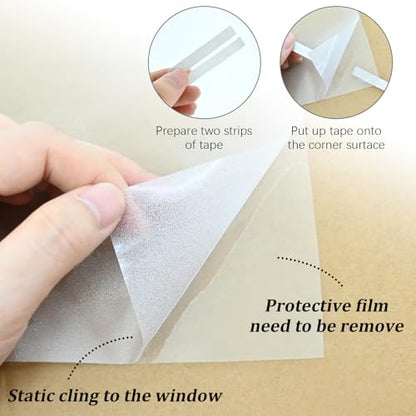 Window Privacy Film, Frosted Glass Static Cling Non-Adhesive Window Cover For Bathroom UV Sunlight Blocking Heat Control For Home Decorative Frosting Pure Matte White Size 17.5 x 78.74 Inches