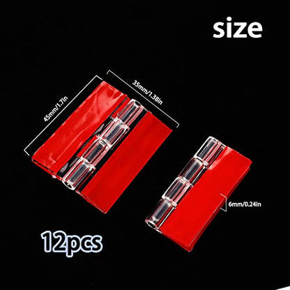 12 Pcs Acrylic Self Adhesive Small Transparent Continuous Hinge Tools for Cabinet Drawer Furniture DIY Display Stand 45x35 mm