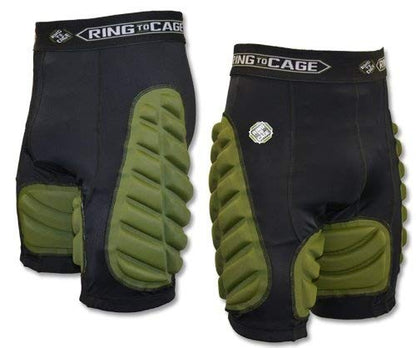 Ring to Cage Combat Padded Compression Short for Muay Thai, MMA, Kickboxing - size: Large