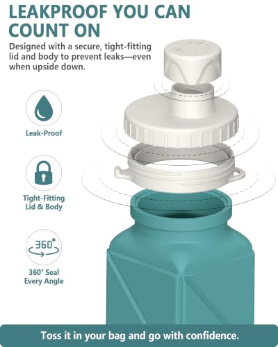 BEAUTAIL Collapsible Water Bottles 21oz/610mL, Silicone Travel Water Bottle | BPA Free, Leakproof & Reusable, Foldable Water Bottle for Traveling, Hiking, Gym, School, Sports, Outdoor, 1-Pack, Blue - color: Blue