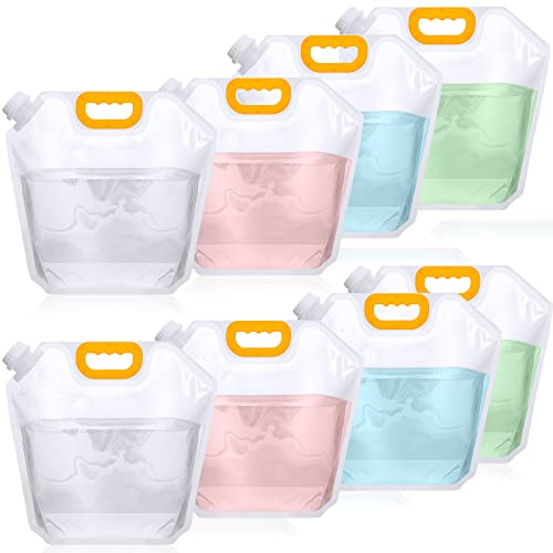 Tessco for you 8 Pack 1.3 Gallon Collapsible Water Storage Bag Water Container Emergency Jug Plastic Storage Pouch Freezable Carrier Tank Foldable Bottle for Outdoor Sport Camping (Clear) - color: Clear