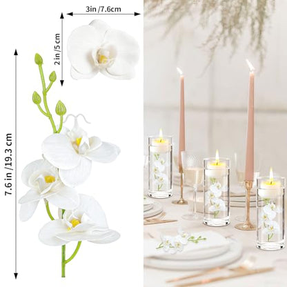 24 PCS White Orchids Artificial Flowers, Mini Cream Floating Flowers Filler Vase Fillers for Floating Candles Wedding Centerpiece Table Party Home Restaurant Decoration - size: 24 PCS Artificial Mini Orchids