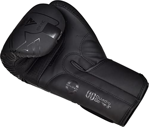 RDX Boxing Gloves, Pro Training Sparring, Maya Hide Leather, Muay Thai MMA Kickboxing, Men Women Adult, Heavy Punching Bag Focus Mitts Pads Workout, Ventilated Palm, Multi Layered, 8 10 12 14 16 18 Oz - color: BLACK, size: 8 OZ