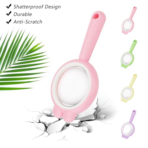 Rongon Magnifying Glass 4Pcs Handheld Shatterproof 4X Reading Magnifier 60mm Magnify Glasses Lens for Reading Exploration Party Favors - color: 4 Colours