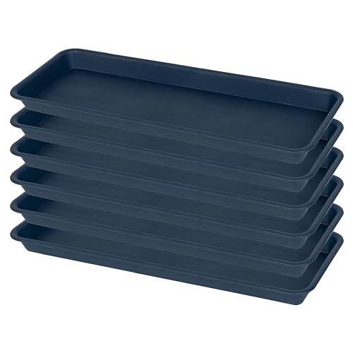 6 Pack of Plastic Plant Tray Saucer Rectangular, Planter Trays Saucers for Indoors Outdoor, Plant Water Drip Tray for Flower Pot Planter, Windowsill Trays (6.5 X 13 Inch, Blue) - color: Blue, size: 13'' x 6.5'' x 1.2'' (6 pack)