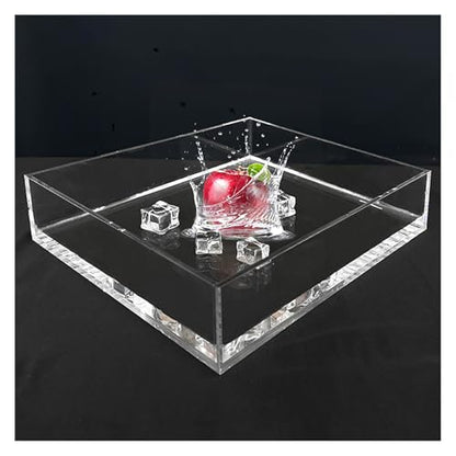 Acrylic Water Tank Deep and Shallow Sink Five-Sided Tray, 2 in Thickness Fish Tank Shooting Transparent Water Tank Pool, Food and Cosmetics Storage Box(100x80x10cm/39.4x31.5x3.9in) - size: 100x80x10cm/39.4x31.5x3.9in