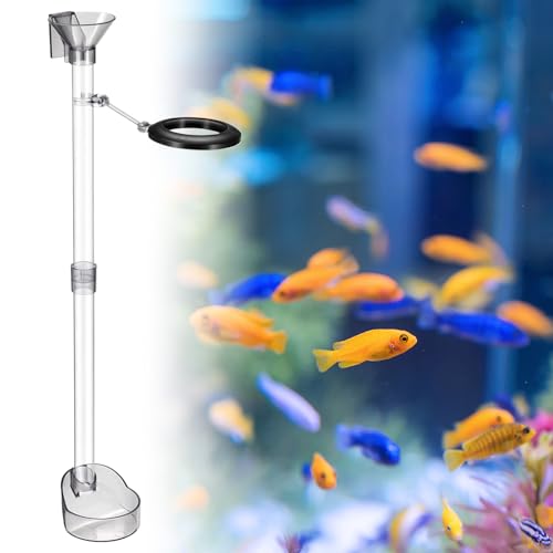 Shrimp Feeding Dish Acrylic Aquarium Fish Feeder Tube Kit Adjustable Shrimp Feeding Tube with Cleaning Brush and Floating Feed Ring Shrimps Tank Accessories for Fish Tank Aquarium (Clear)