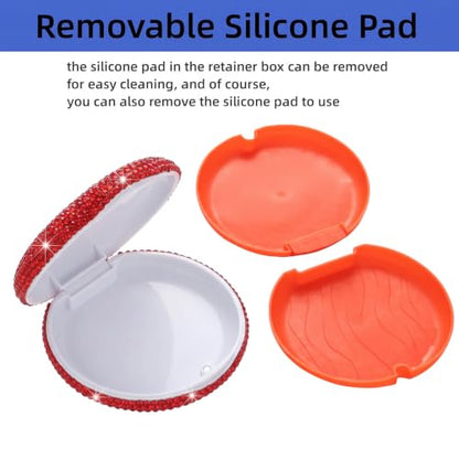 Retainer Case Cute Mouse Guard Case Slim Aligner Case Compatible with Invisalign Bling Night Guard Case Orthodontic Retainer Box Magnetic Denture Holder (Red) - color: red