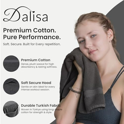 Dalisa Bench Hood Gym Towel, 100% Turkish Cotton, Non-Slip, Grey - color: Gray