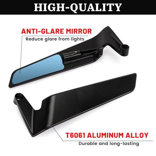 XINGWU Motorcycle Mirrors Anti-glare Stealth Mirror Adjustable Rotating Rearview Mirror Wind Wing Side Mirror for Z650 Z900 Z1000 Duke 390 790 1290 MT07 MT09 S1000 Street Bike Mirrors