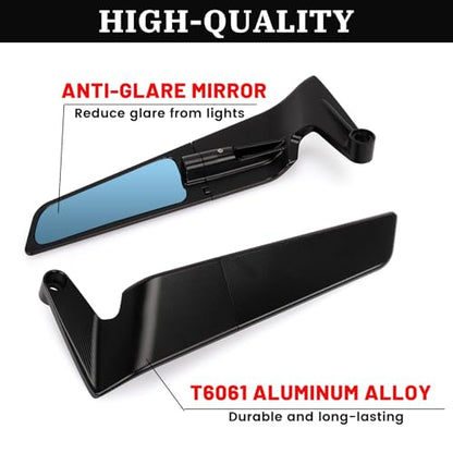 XINGWU Motorcycle Mirrors Anti-glare Stealth Mirror Adjustable Rotating Rearview Mirror Wind Wing Side Mirror for Z650 Z900 Z1000 Duke 390 790 1290 MT07 MT09 S1000 Street Bike Mirrors