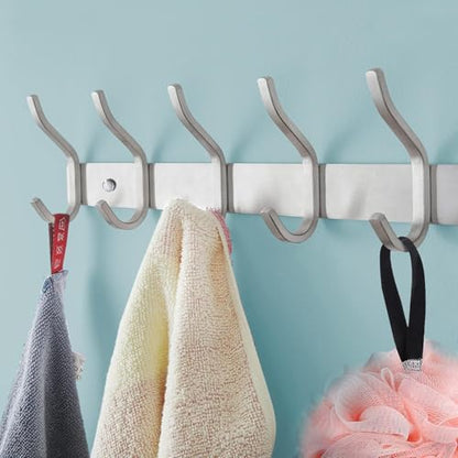 23 Inch Coat Rack Wall Mount with 8 Hooks, Silver Coat Hooks - color: Silver, size: 8 Hooks
