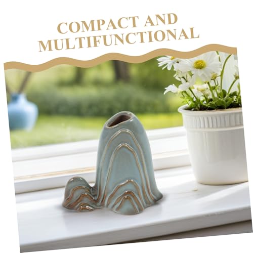 Ceramic Miniature Mountain Figurine Bonsai Decor for Fish Tank Calligraphy Brush Holder Sturdy Landscape Ornament for Zen Garden and