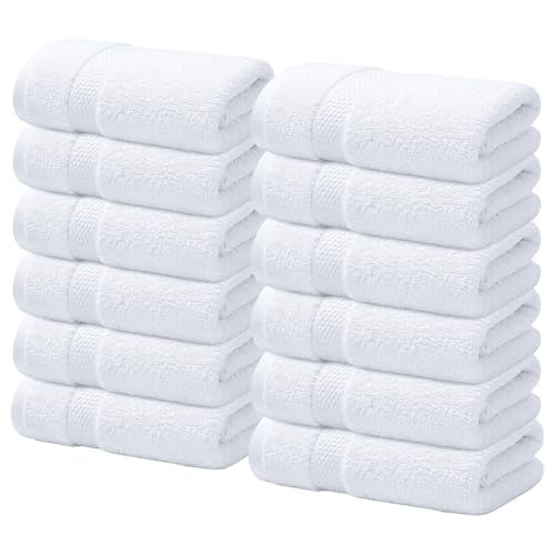 Infinitee Xclusives 100% Cotton Luxury Wash Cloths for Showering - 12 Pack - color: Brilliant White, size: Washcloths - 12 Pack