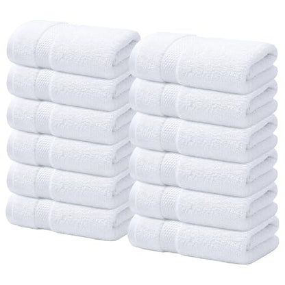 Infinitee Xclusives 100% Cotton Luxury Wash Cloths for Showering - 12 Pack - color: Brilliant White, size: Washcloths - 12 Pack