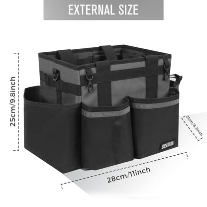 Compact Wearable Cleaning Caddy, Small Cleaning Caddy Supplies Organizer with Handle & Shoulder Straps for Housekeepers, Under Sink & Car Cleaning Tool Organizers Bag (DarkGrey) - color: DarkGrey