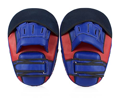 Fairtex FMV13 Maximized Focus Mitts, Muay Thai Kickboxing MMA Punching Pads - color: Red/Blue