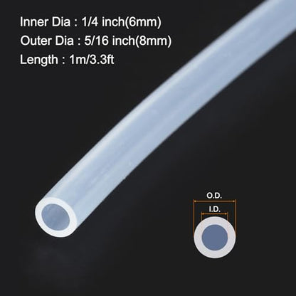 3.3ft 1/4" ID x 5/16" OD Silicone Tubing Clear 6mm x 8mm Industrial Plastic Tubing Pure Silicone Hoses for Pump Siphoning Draining Irrigation Brewing - color: Clear, size: 1/4" x 5/16"