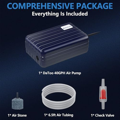Aquarium Air Pump Compact Fish Tank Air Pump Quiet Aquarium Bubbler Aerator Buckets Oxygen Aerator Pump for 1 to 20 Gallon Fish Tanks