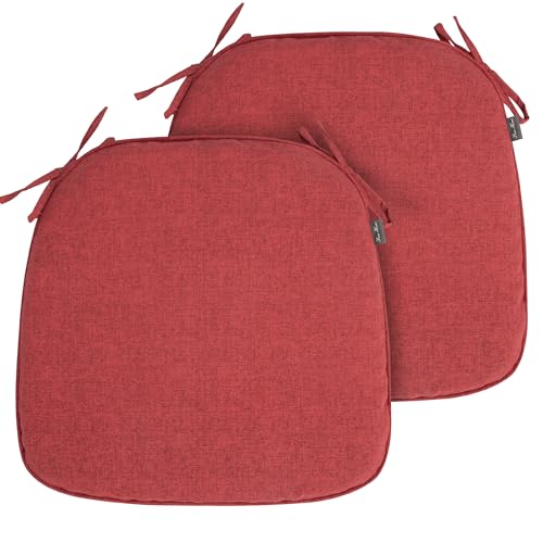 FUNHOME 17"x16"x2" Outdoor Chair Cushions Set of 2, Water Resistant Patio Chair Pads with Ties, Seat Cushions for Home Garden Furniture Decoration-Sangria Red - color: Sangria Red, size: Set of 2