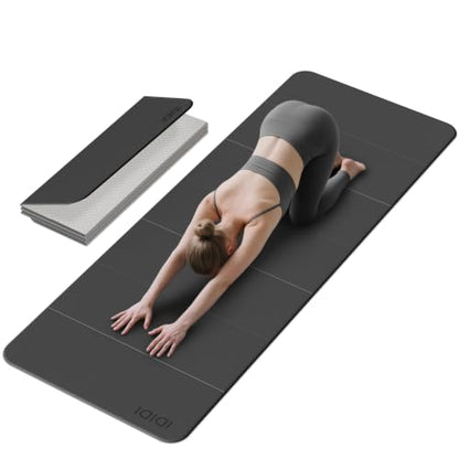 Foldable Yoga Mat Extra Large 74"×31.5" - color: Black+Gray