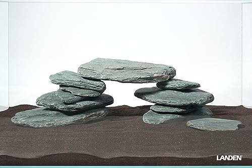 River Slate Stone Natural Rocks(18lbs, 3~9 inches,13pcs) for Aquariums, paludariums, Terrariums, Reptile, and Amphibian Enclosures Decorative of Stream's Caves and Caverns - size: 15 River Slate Stone(3-9 inches,18lbs)