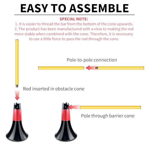 Obstacle Cones for Basketball Football and Sports Training, 10pcs Cones and 10pcs Poles with Carry Bag, Basketball Cones and Soccer Agility Poles for Soccer Basketball Speed Training