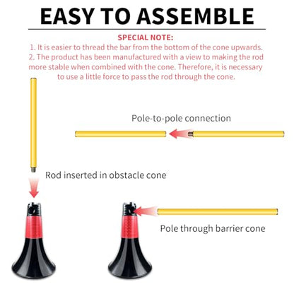 Obstacle Cones for Basketball Football and Sports Training, 10pcs Cones and 10pcs Poles with Carry Bag, Basketball Cones and Soccer Agility Poles for Soccer Basketball Speed Training