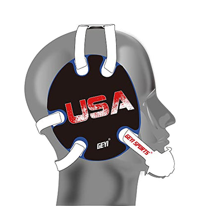 Wrestling Headgear with USA and Flag Wraps (Royal, Adult) - color: Royal, size: Adult